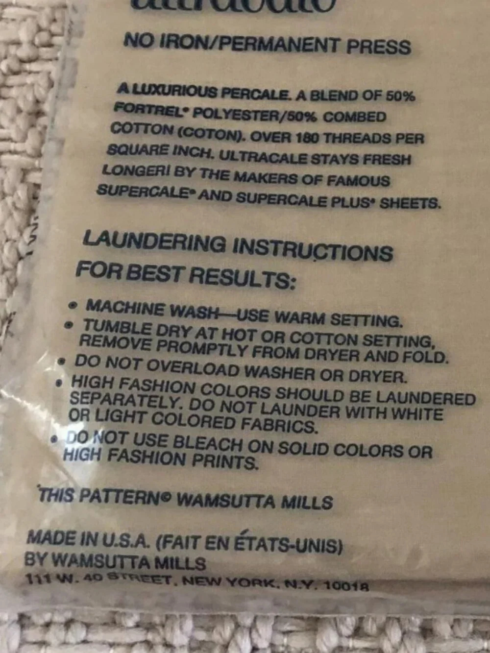 Vintage Wamsutta No Iron Ultracale Standard Pillowcases 2 in Package Made In USA
